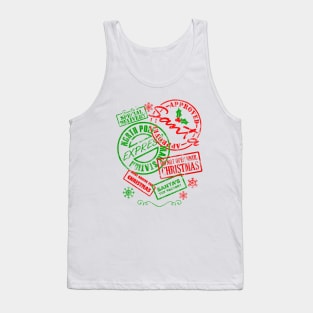 Funny Xmas Stamps Tag Christmas Stamps Funny Xmas Matching Tank Top